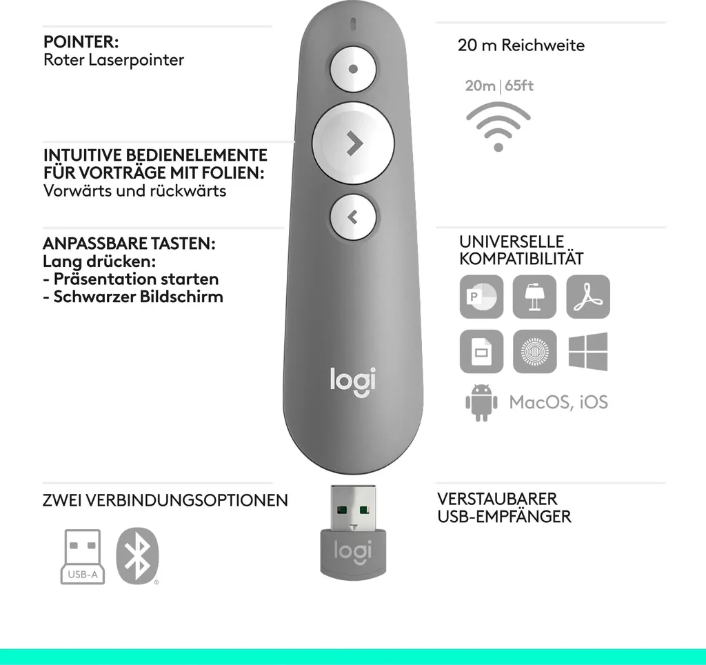 Télécommande de présentation Logitech R500s pointeur laser rouge - 26