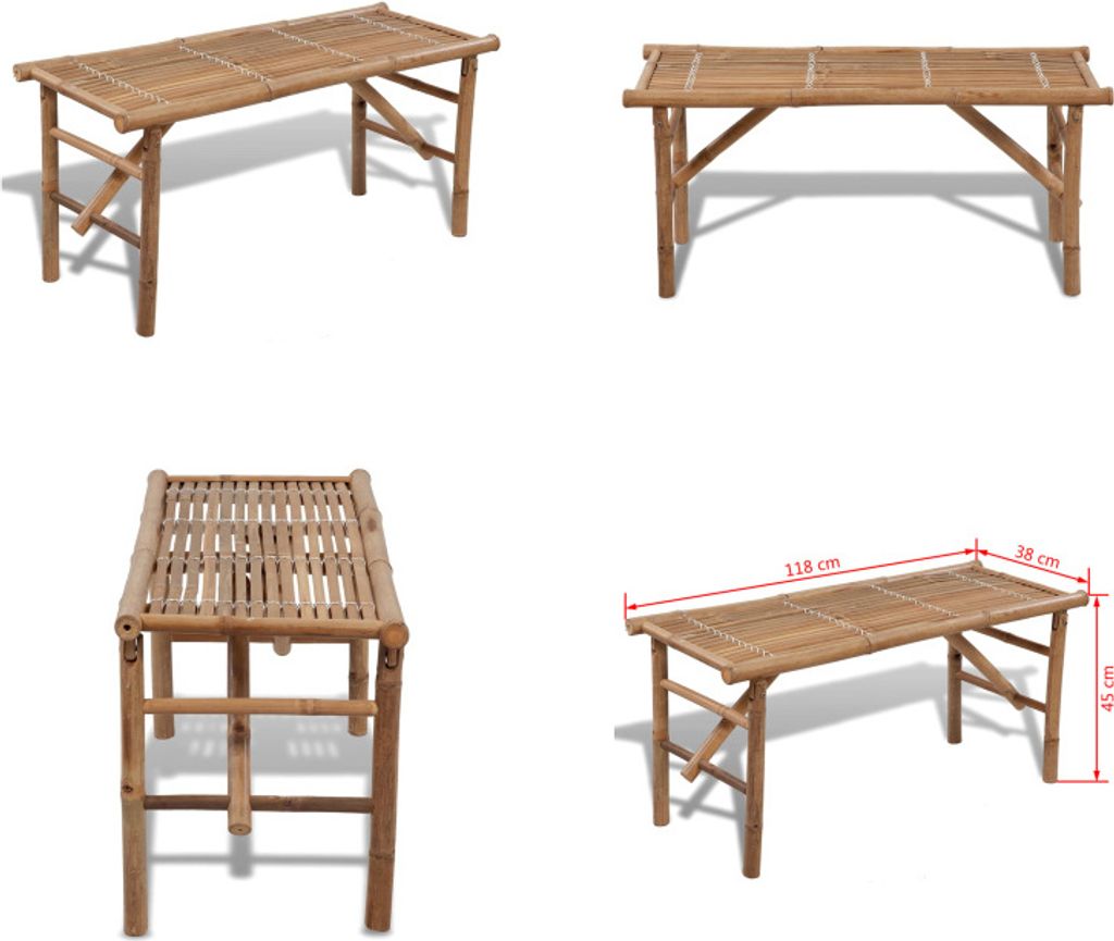 vidaXL Gartenbank Klappbar 118 cm Bambus - Gartenbank - Gartenbänke - Terassenbank - Terassenbänke