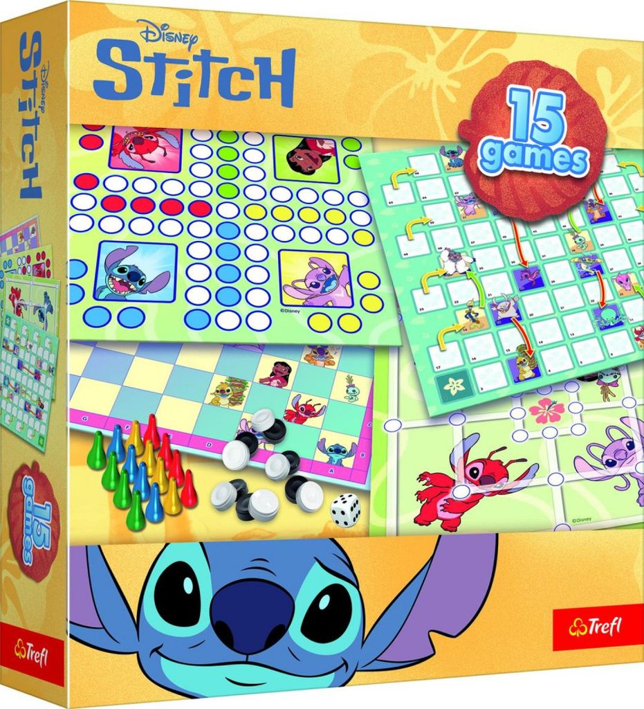 Set mit 15 Stitch-Gesellschaftsspielen in einer Schachtel (24,5 x 24,5 x 5,5 cm)