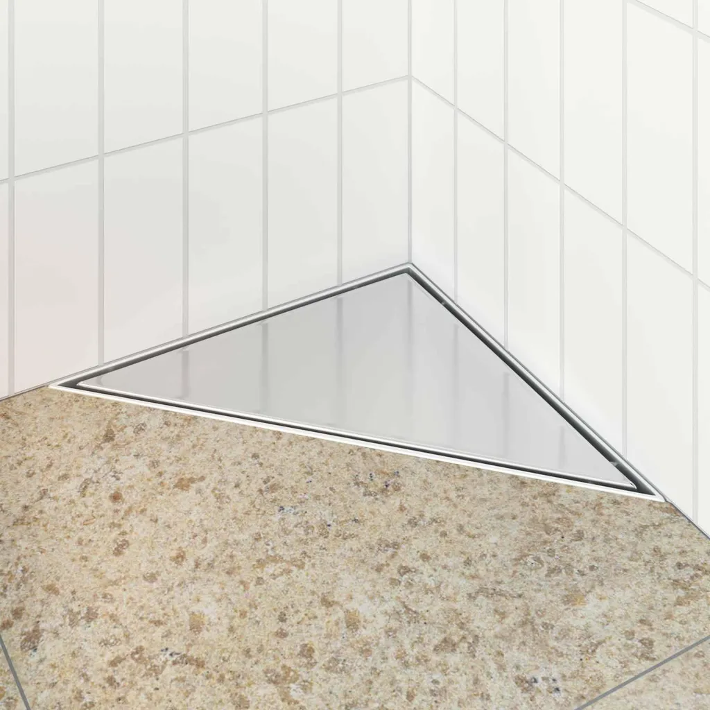 Siphon de douche d'angle pour drainage efficace et sol carrelé 32cm - 2