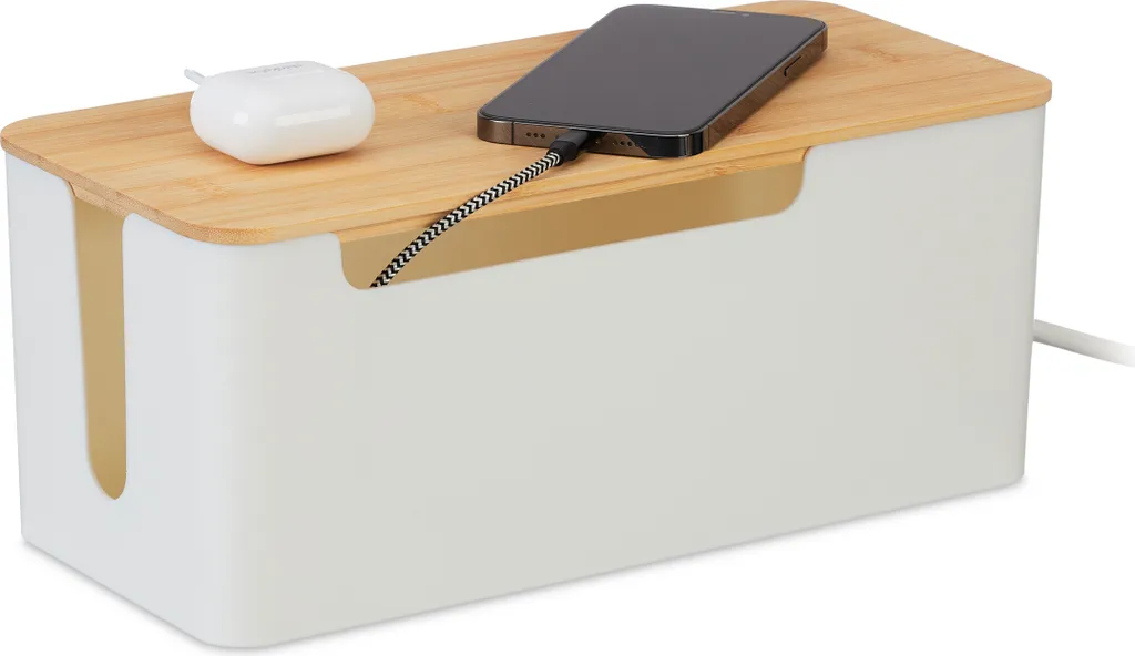 Stazione Ricarica Relaxdays Bambù - Cable Management Professionale