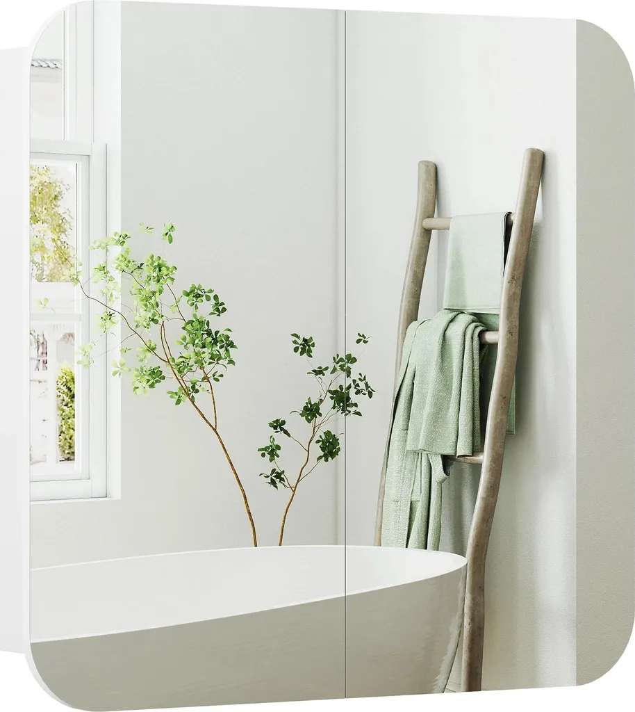 Armoire de salle de bains avec miroir Blanc 68x13x66 cm avec 2 portes