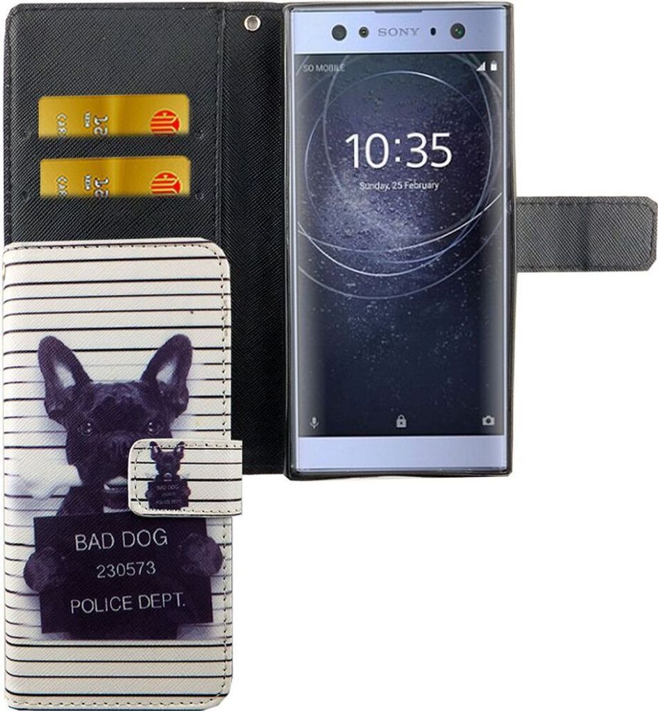Handyhülle Tasche für Handy Sony Xperia XA2 Böser Hund Weiß