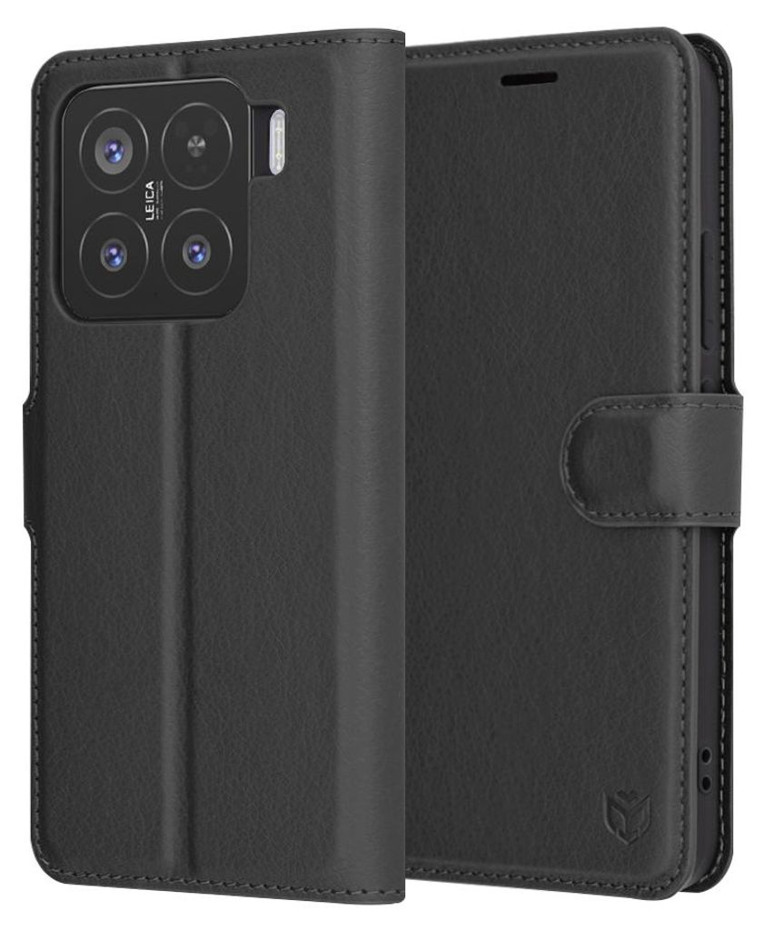 Techsuit Leder Folio Book Wallet Klapphülle für Xiaomi 15 - Schwarz