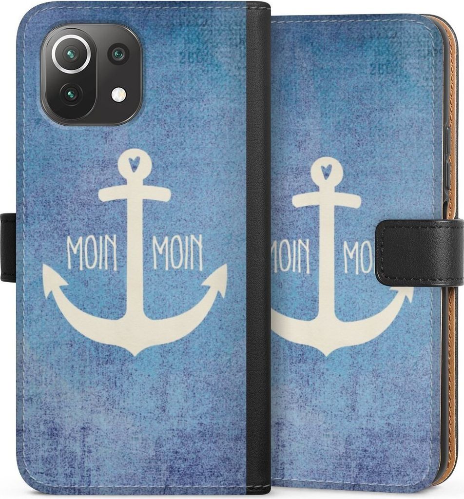 DeinDesign Klapphülle für Xiaomi Mi 11 Lite 5G Handytasche Lederhülle Tasche Anker Blau maritim