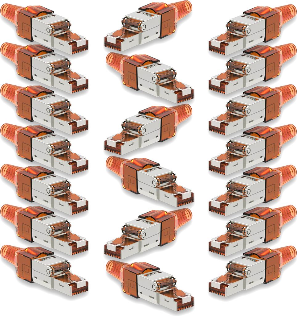 20x Netzwerk Stecker CAT 7 Werkzeuglos RJ45 CAT7 Netzwerkstecker Netzwerkkabel