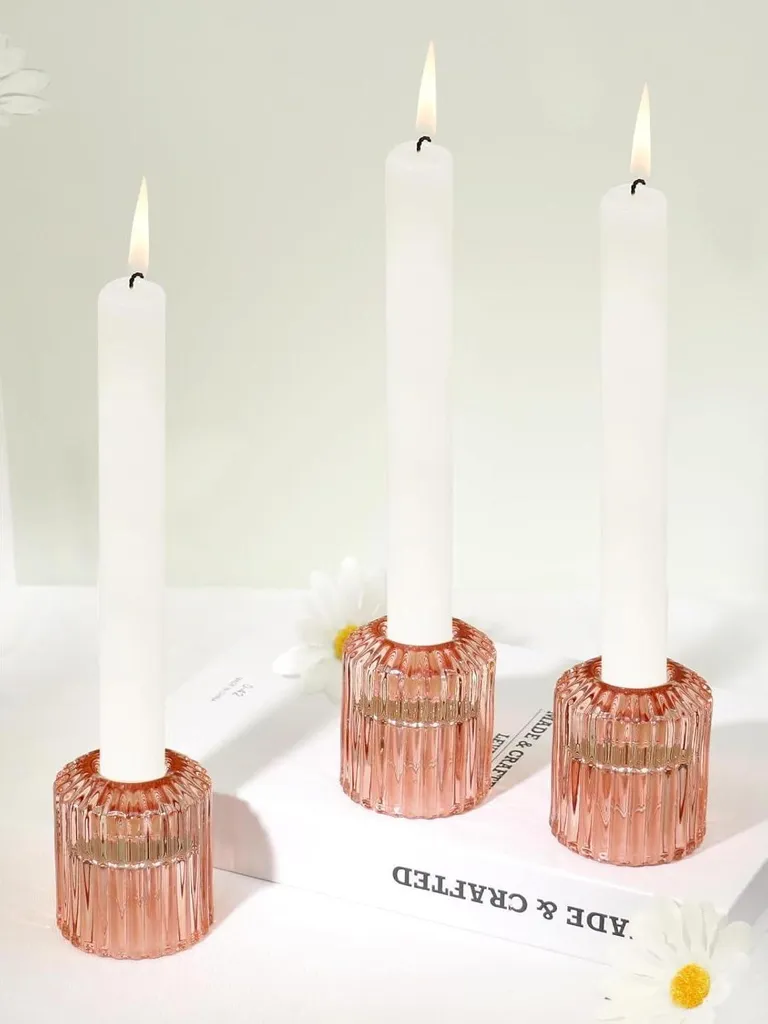 Porte-bougies en Verre Rouge Terre de Sienne pour Décoration de Table