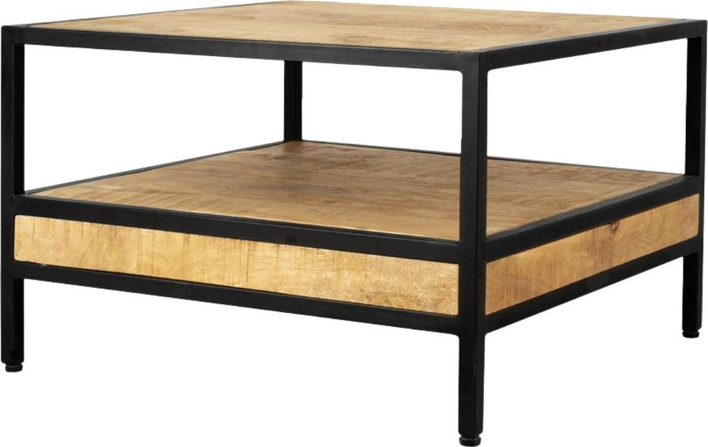 Couchtisch GB Mangoholz Schwarz, Masse:60 cm x 60 cm