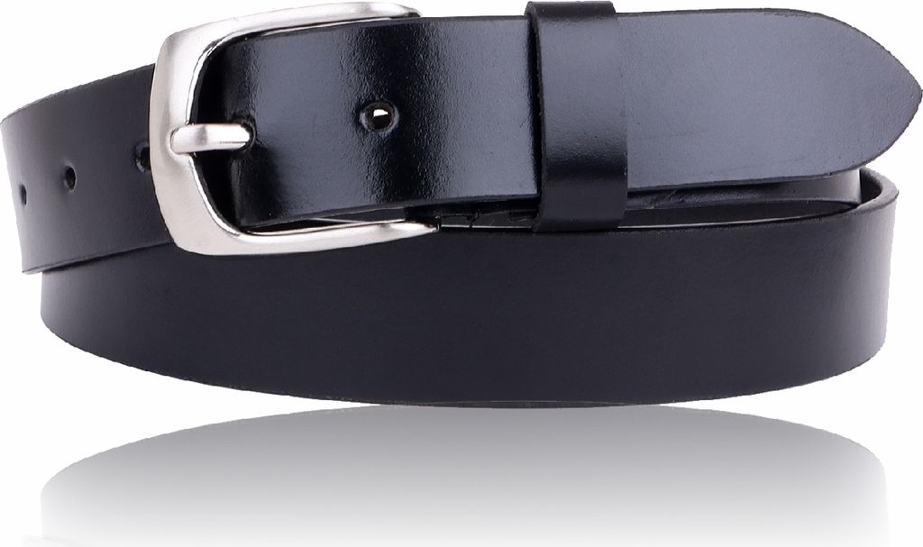 Echt Leder Gürtel Herren Damen 3,5 cm Ledergürtel für Anzug, Jeans Schwarz