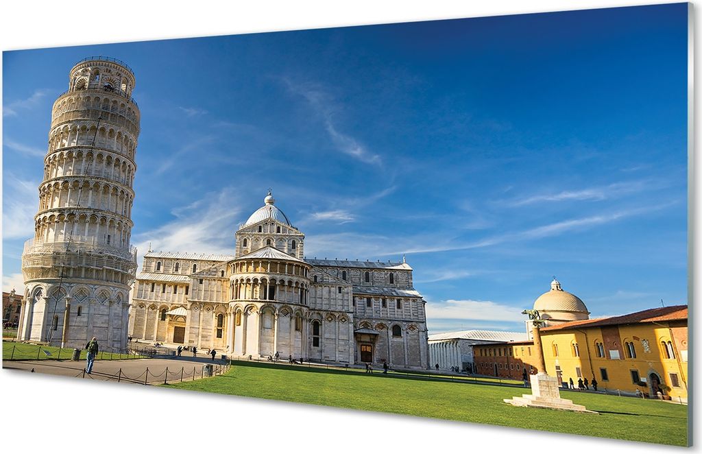 Glasbilder 140x70 Wandkunst Italien Schiefer Turm Kathedrale