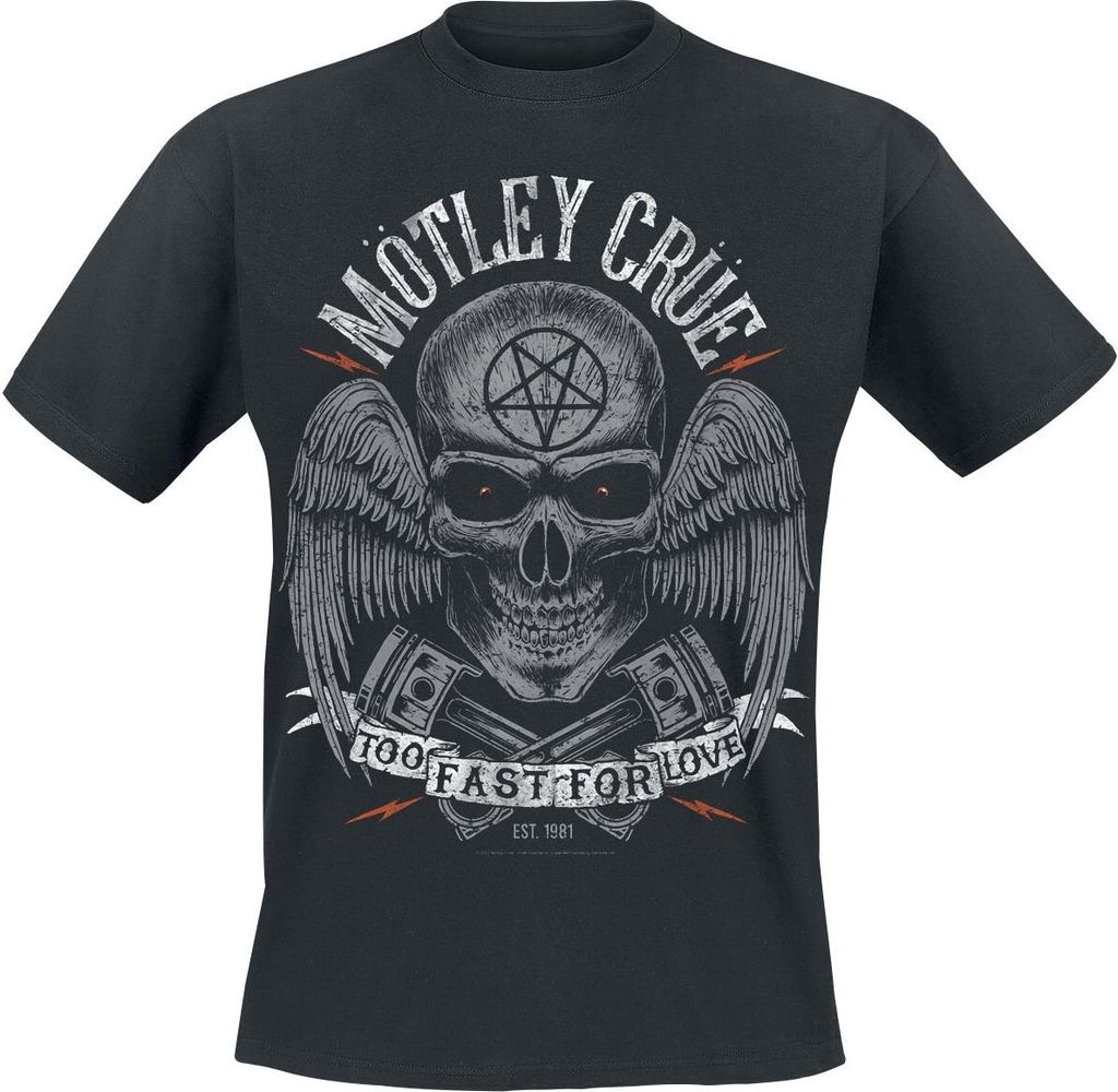 Mötley Crüe T-Shirt Herren Too Fast For Love Skully schwarz L