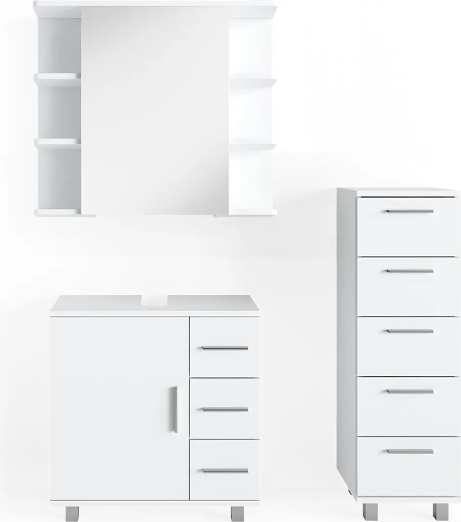 Ensemble meuble bain Vicco Ilias blanc modulable et résistant à l'eau