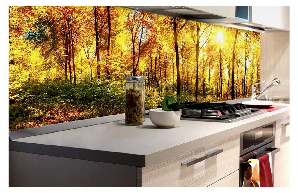 Selbstklebende Küchenrückwand Folie Wald | Dekofolie - Spritzschutz für die Küche | Hergestellt in der EU - 180 cm x 60 cm