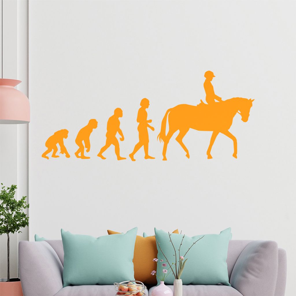 KIWISTAR Evolution Reiter Pferdesport Darwin Wandtattoo in 6 Größen - Wandaufkleber Wall Sticker - Dekoration, Küche, Wohnzimmer, Schlafzimmer, ...