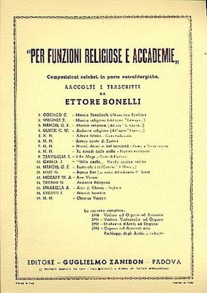 Berühmte, zum Teil außerliturgische Kompositionen für Orgel