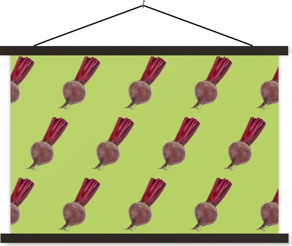 MuchoWow Textilposter Gemüse - Rote Bete - Grün 150x100 cm mit schwarzem Rahmen - Schlafzimmer