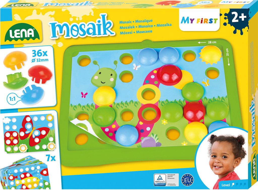LENA Mein erstes Steck Mosaik Set Natur 36 Stecker mit Produktbild 