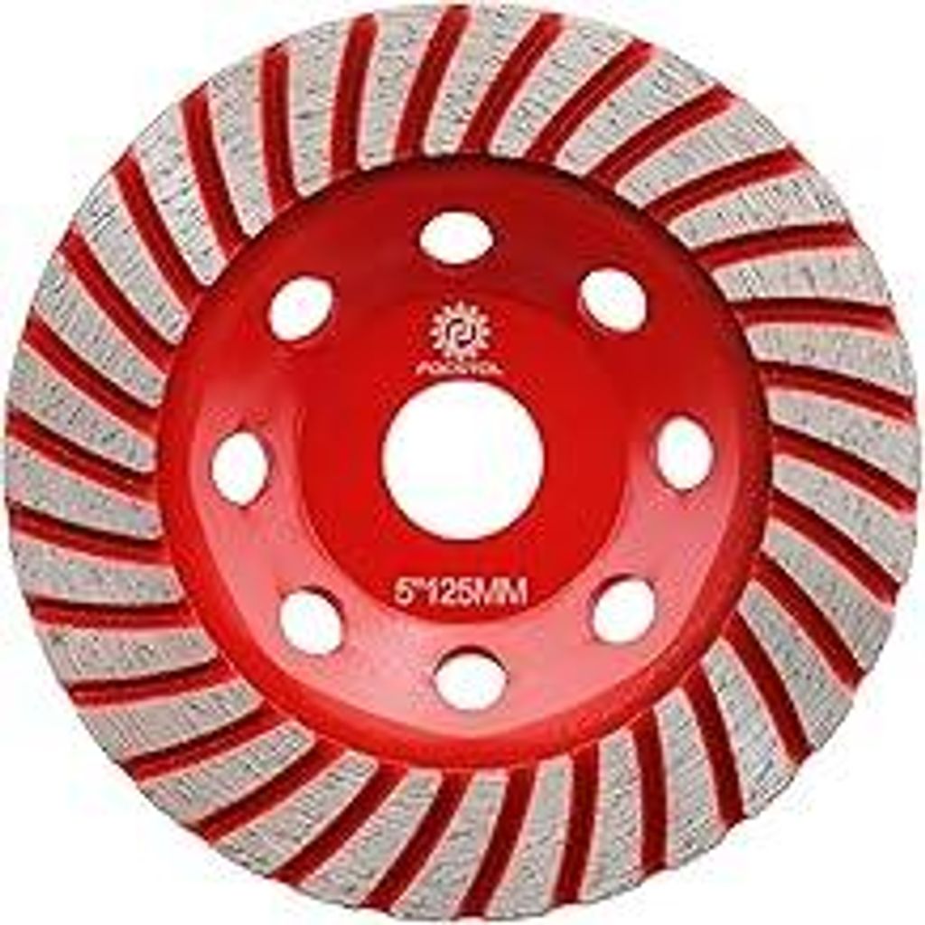 FOCSTOL Diamant Schleiftopf - 125mm x 22,23mm Turbo Reihe Schleifscheibe für Beton Granit Marmor Mauerwerk Künstlicher Stein für Winkelschleifer
