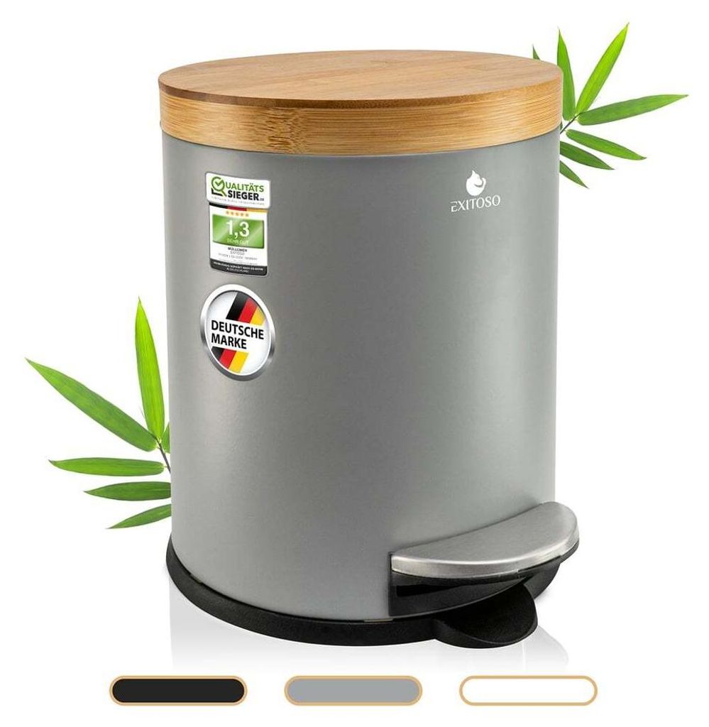 Exitoso 15818, 5 l, Rond, Acier inoxydable, Bambou, Gris, Image du produit 