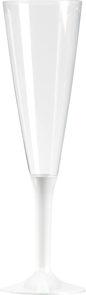 Kunststoff-Champagnergläser mit weißem Fuß 10 Stück transparent-weiß 150 ml -