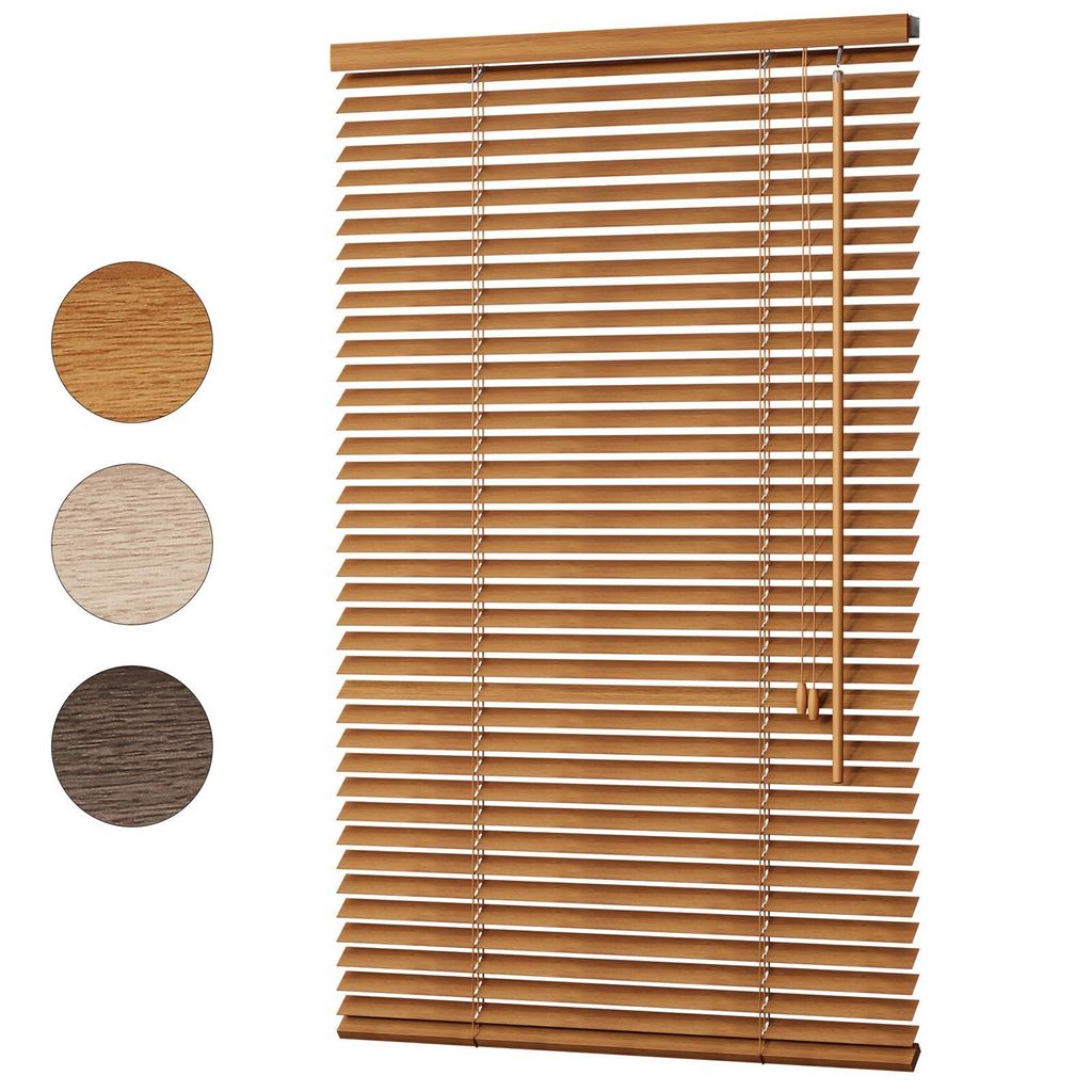 Holzjalousie Ohne Bohren 90 cm x 130 cm 35mm Lamellen Produktbild 