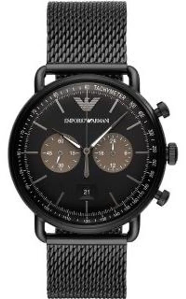 Montre Homme Chronographe Aviator AR11142 - Bracelet Maille Milanaise Noire