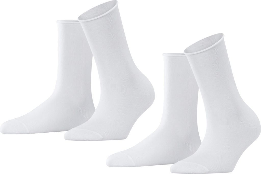 FALKE Happy damessokken (2-pack), katoen, wit (white)