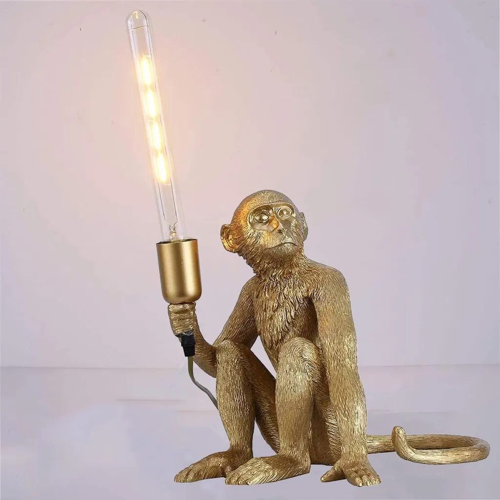 Éclairage d'ambiance singe doré pour décoration intérieure type loft