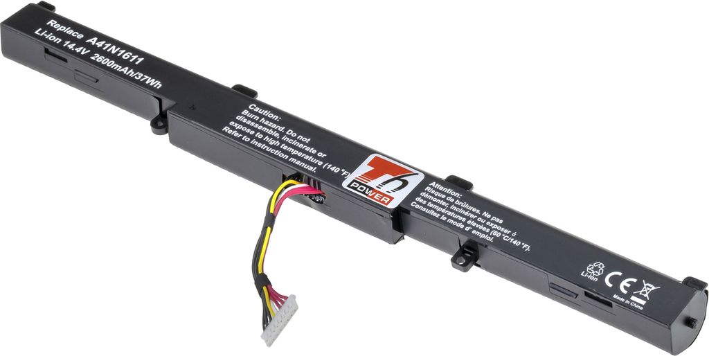 T6 Power Akku für Asus GL553VE, Li-Ion, 14,4 V, 2600 mAh (37 Wh), schwarz