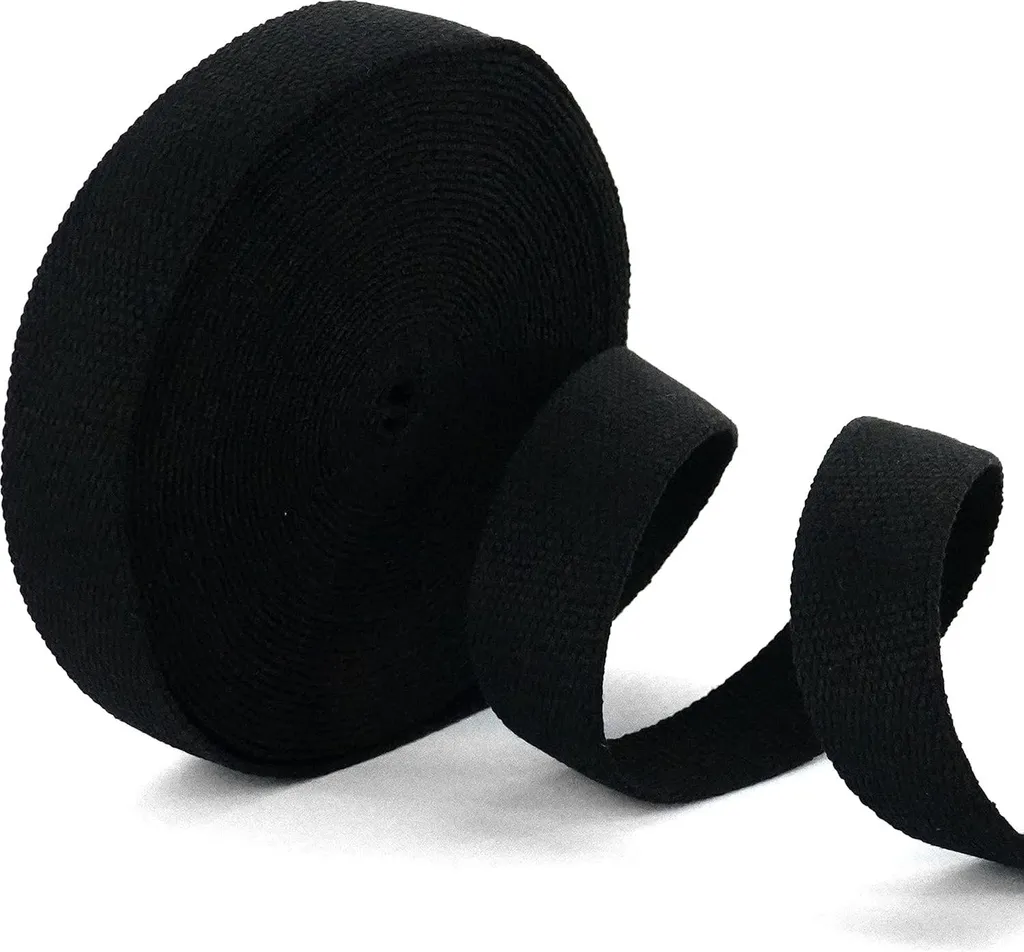 Ruban coton noir large 40 mm - Qualité premium Trimit en rouleau de 10m