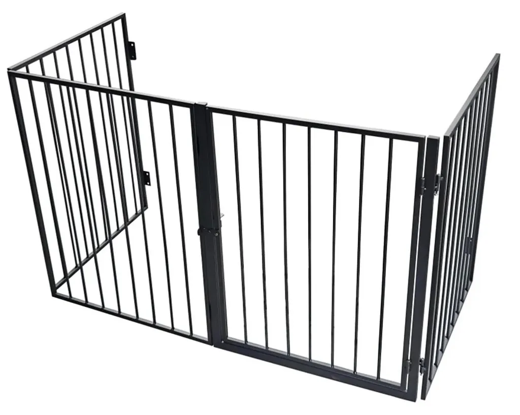 Clôture de sécurité intérieure pour chiens - Grille 4 volets noire 75cm
