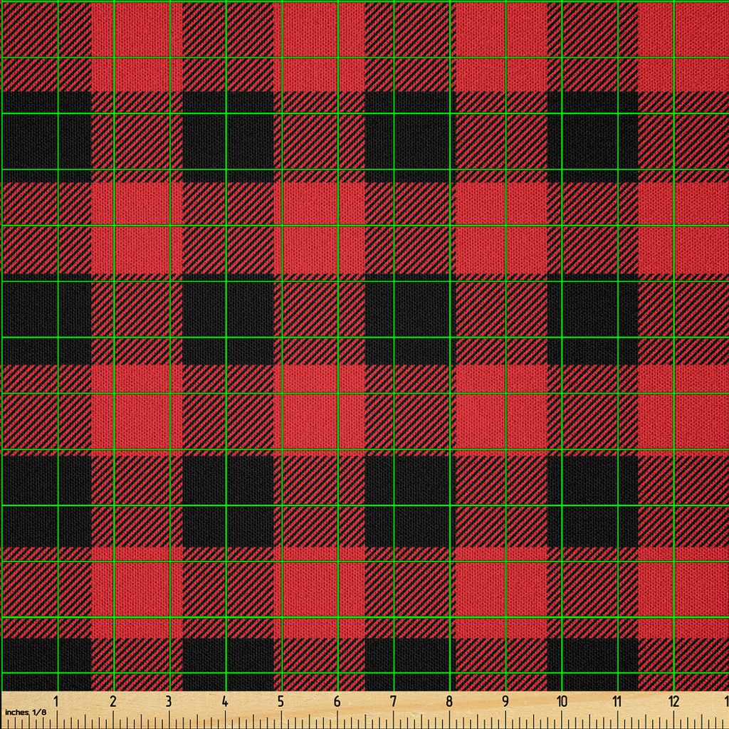 ABAKUHAUS Plaid Microfaser Stoff als Meterware , Holzfäller-Mode Buffalo Style Checks Muster Retro-Stil mit Raster-Zusammensetzung, 5 M (230 x 500...