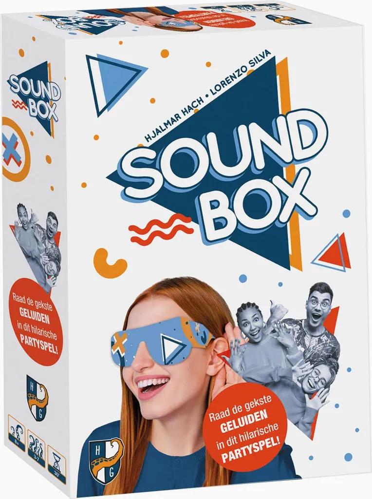 Soundbox Asmodee : jeu d'imitation sonore avec cartes et lunettes opaques
