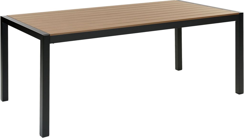 BELIANI Gartentisch Hellbraun Kunstholz und Aluminium für 6 Personen 180 x 90 cm Modern Design Outdoor Terrasse Balkon Ausstattung Möbel