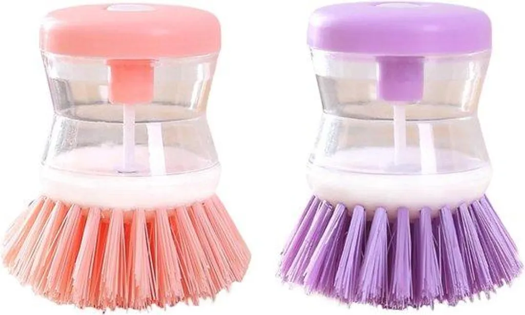 Brosses-éponges avec distributeur en plastique, lot de 2 Gris