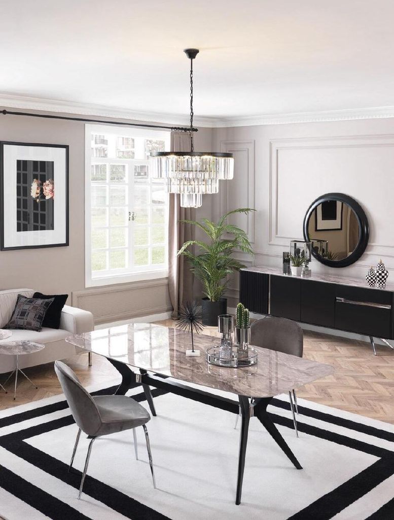 Ess Esszimmer Set Tisch 4x Stühle Set Garnitur Polster Designer 5tlg