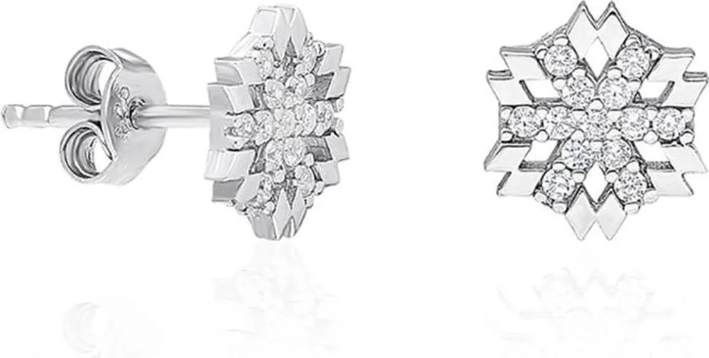 Boucles d'oreilles flocon argent 925 hypoallergéniques pour peau sensible