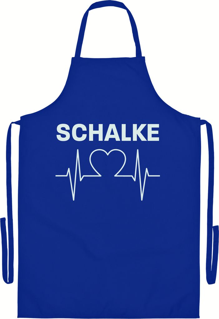 multifanshop Grillschürze - Schalke - Herzschlag, blau, Größe one size