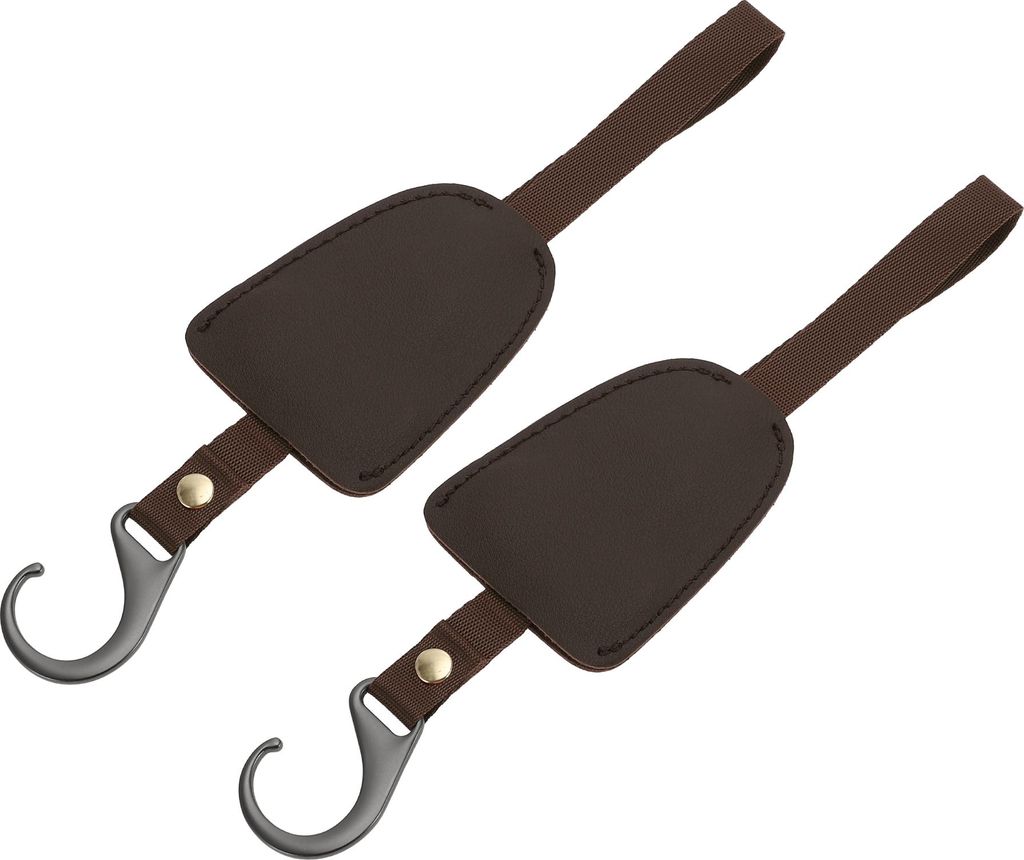 2 Stück für Geldbörsen und Taschen, Regenschirm usw. Auto Kopfstützenhaken Robuste Auto Rücksitz Organizer Haken Tiefbraunes Kunstleder Zinkle...