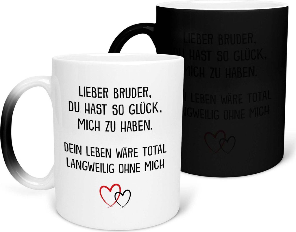 22Feels Zaubertasse Bruder Geschenk Geburtstag Weihnachten Geschwister Jungs Männer Haferl Teenager Bruderherz Geschenkidee Kaffeetasse Farbwechsel