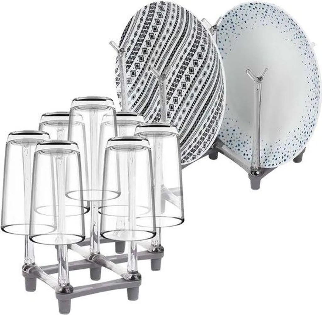 Égouttoir pliable gris pour éviter l'encombrement avec porte-gobelet