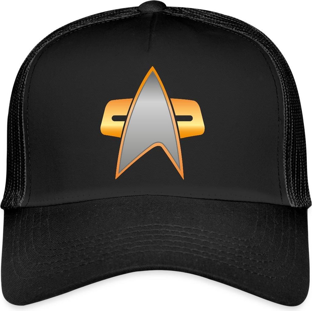 Spreadshirt Star Trek Voyager Crew Logo Trucker Cap, One size, Schwarz/Schwarz