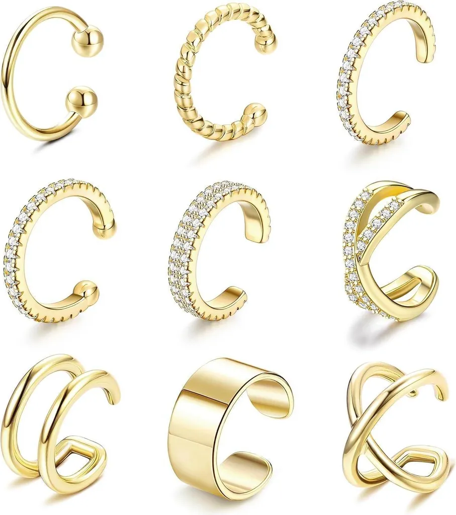Regalo Donna: Set Orecchini Ear Cuff Oro Senza Buco Eleganti