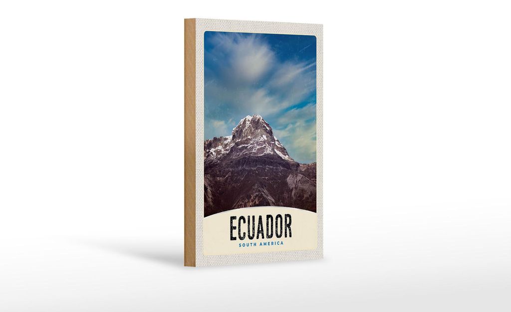 Holzschild Reise 12x18 cm Ecuador Süd Amerika Gebirge Produktbild 