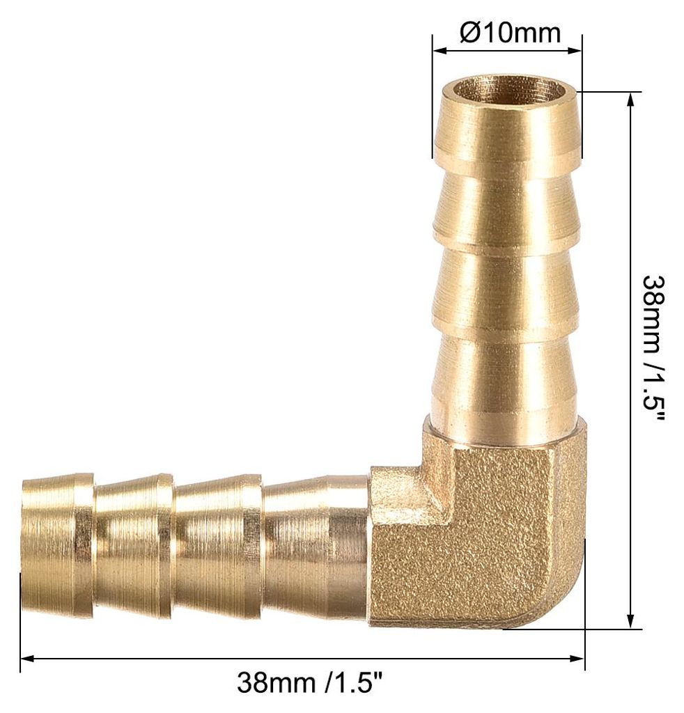 2 Stš¹ck 10mm Widerhaken Messing 90¡ã Winkelrohrverbinder Koppler Schlauchadapter