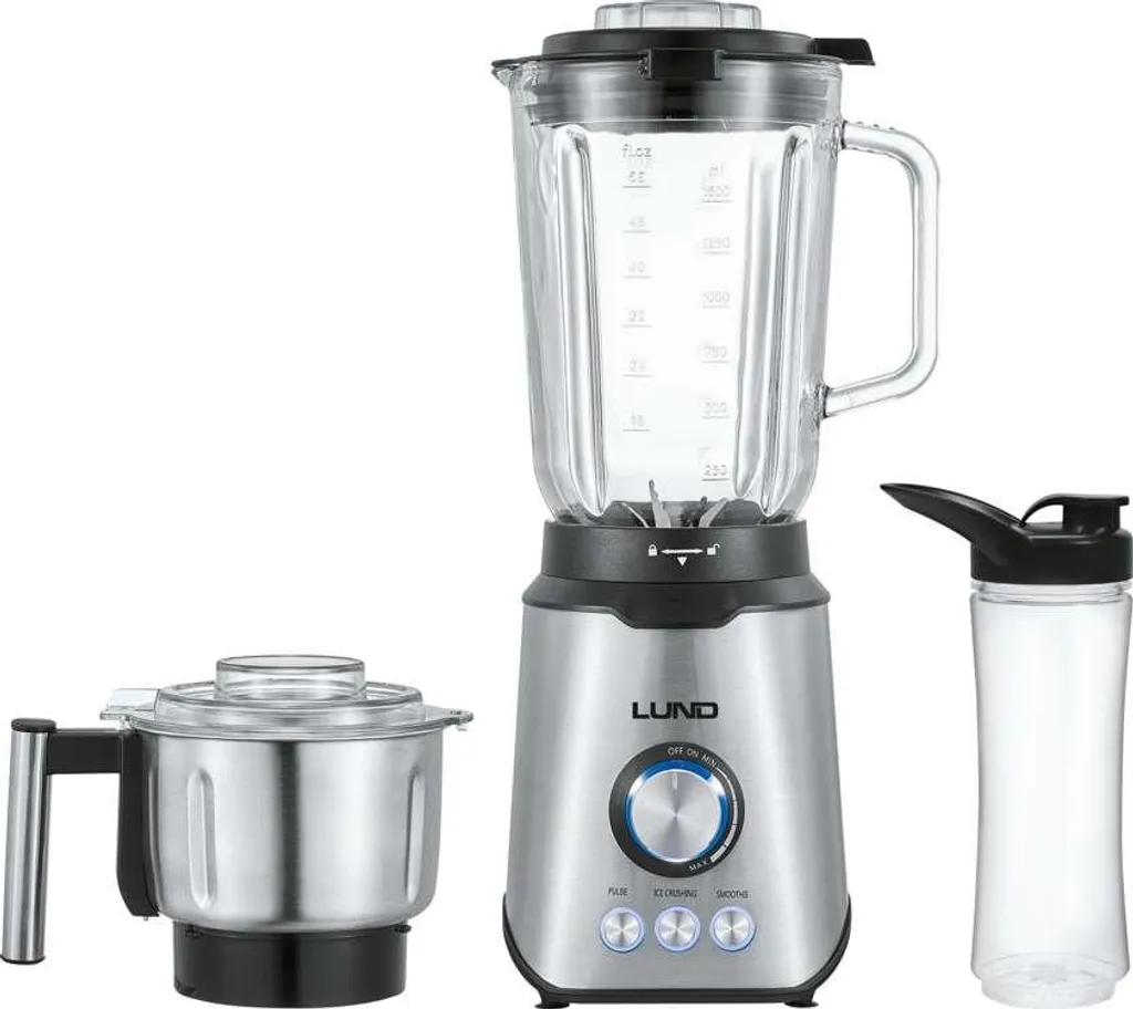 Blender Mixeur 1.5L 1200W Lund - Robot Culinaire 3-en-1 Polyvalent