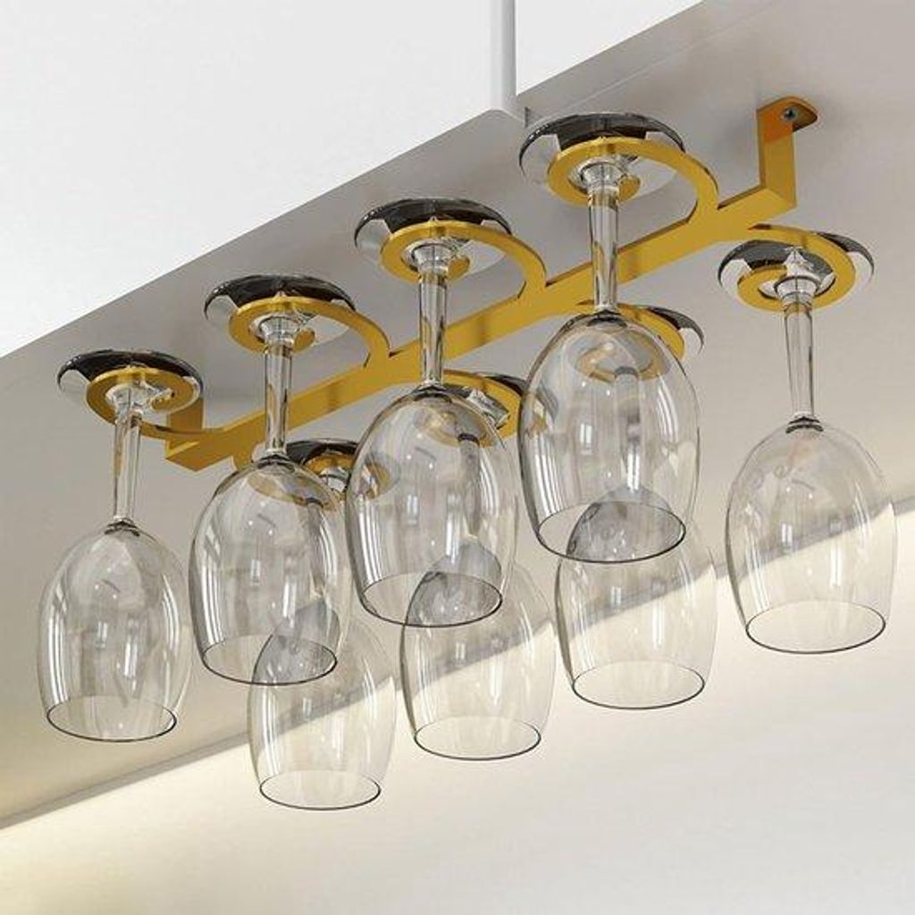 Wijn glas display stand in goud met opknoping rack voor kast en bar