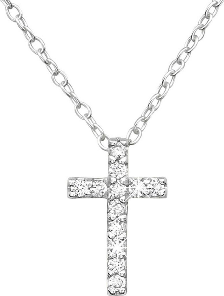 Kreuz Kette: Zirkonia Anhänger Halskette Silber 925 Produktbild 