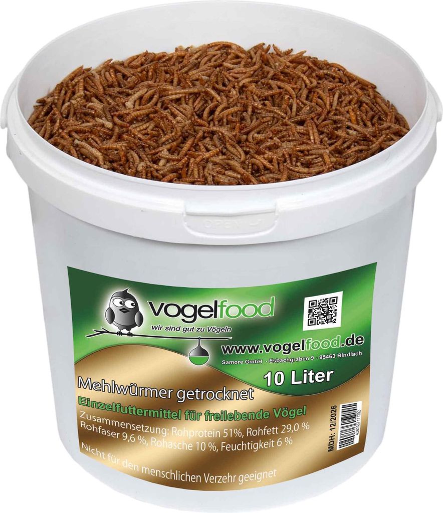 Mehlwürmer 10 L getrocknet im Eimer Wildvogelfutter Vögel Produktbild 