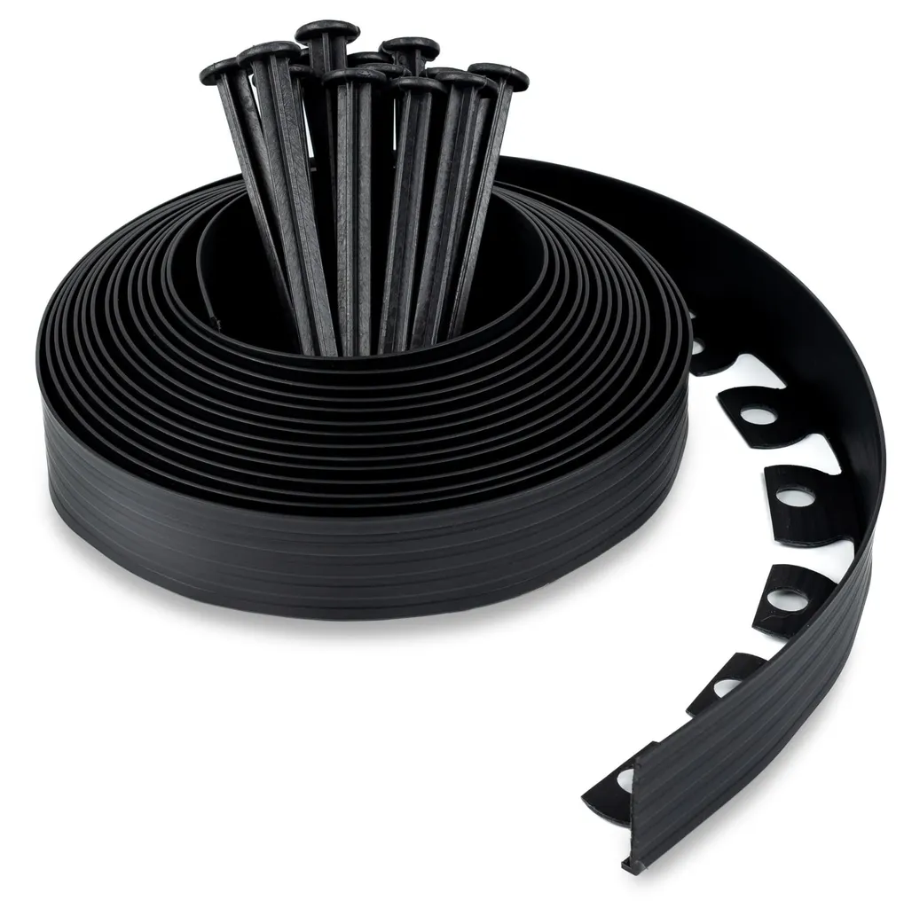 Bordurette de pelouse 10m flexible noire en plastique recyclé robuste